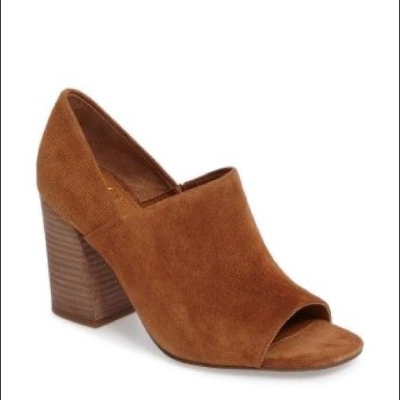 Anthropologie Franco Sarto Ellison Leather Suede Mules Shooties Block Heels - Picture 10 of 11